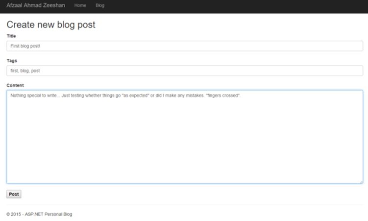 Create a new blog post page